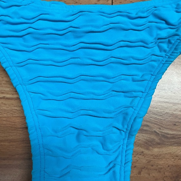 Aqua Blue Textured Brazilian Bikini Bottom - Picture 3 of 4